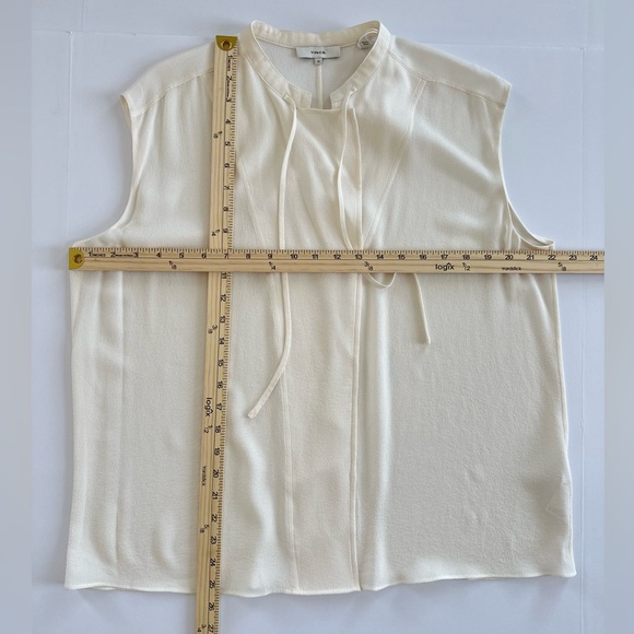 Vince Tie Neck Sleeveless 100% Silk Blouse in Off-White | XL | NWT - Picture 6 of 16